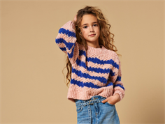 Kids ONLY silver pink/clematis blue striped high neck knit sweater